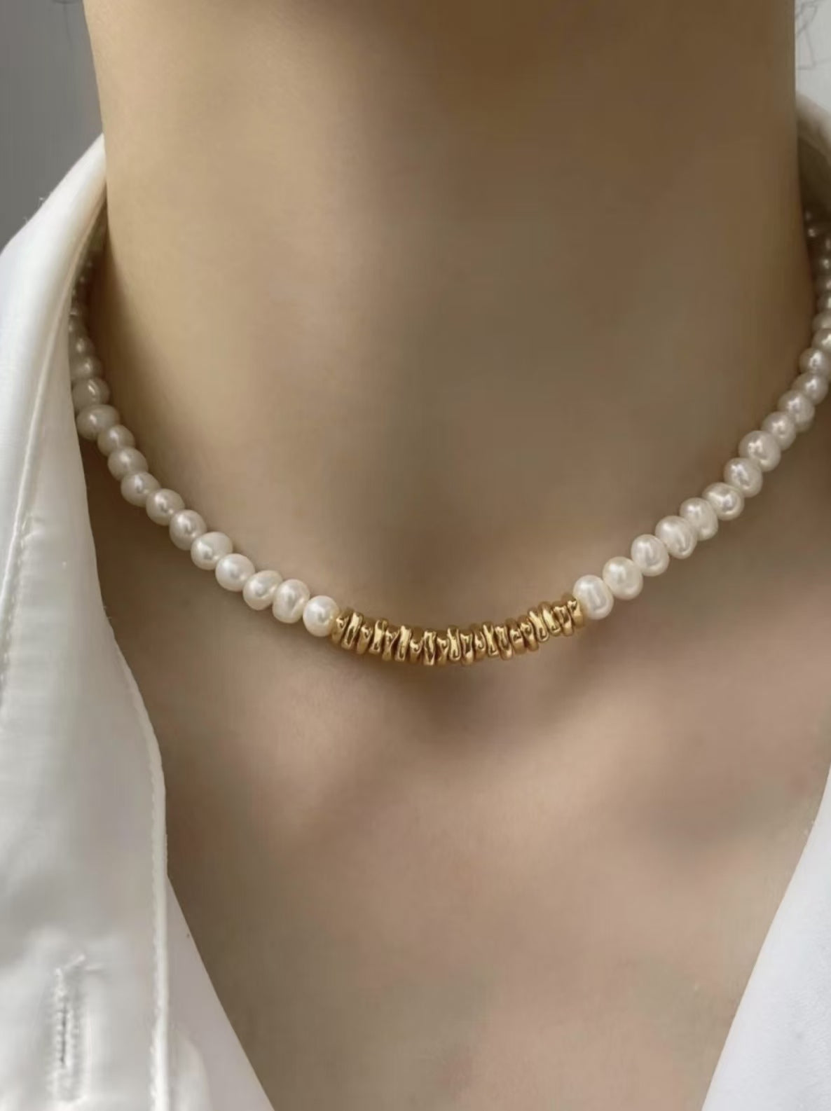 Pure silver freshwater pearl necklace